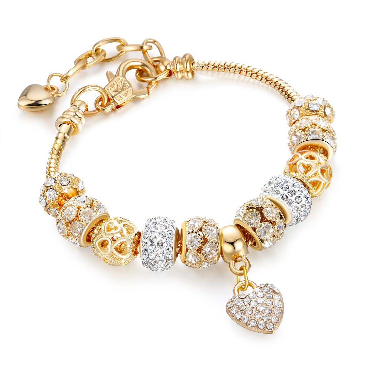 Shining Diva Fashion Latest Stylish Gold Crystal Charm Gift Bracelet for Women and Girls (15730b) (B0D2TJ4PV5) Amazon Price History, Amazon Price Tracker