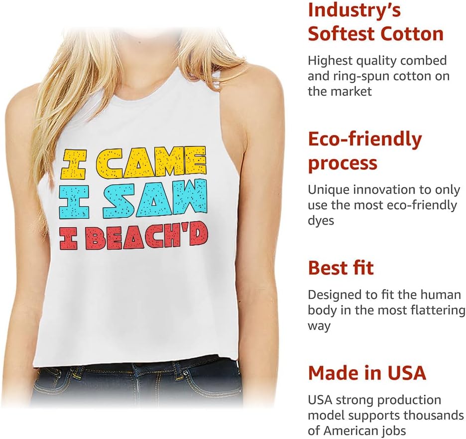 Beach Quote Racerback Cropped Tank - Cool Women's Tank - Printed Tank Top