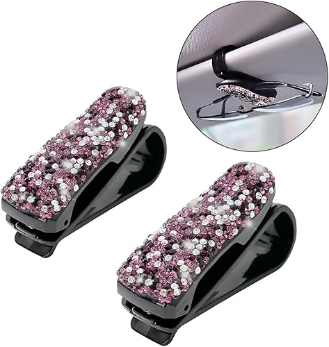 Miniatura 10 de Moly Magnolia 2 soportes para anteojos de sol para visera del sol para coche anteojos de sol con pedrería de cristal a la moda soporte con clip para