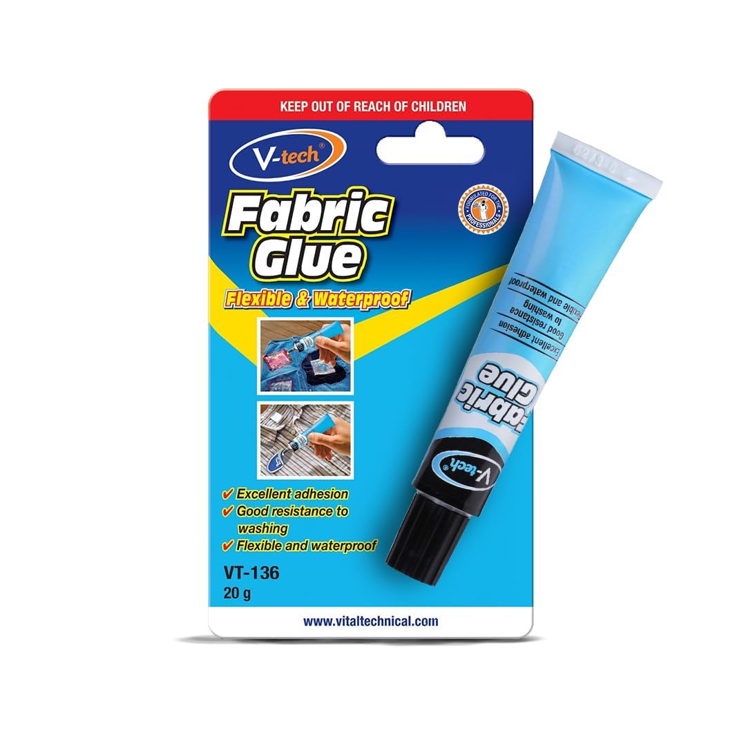 V-Tech Fabric Glue Create Clothes With Ornaments | Using Patchwork | Sequins | Laces | Stones | And More (20g, White, Pack Of 1)