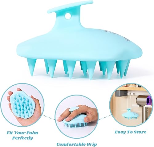 Miniatura 3 de Cepillo masajeador de cuero cabelludo para el crecimiento del cabello, cepillo de ducha de silicona suave para mujeres, hombres y niños, para