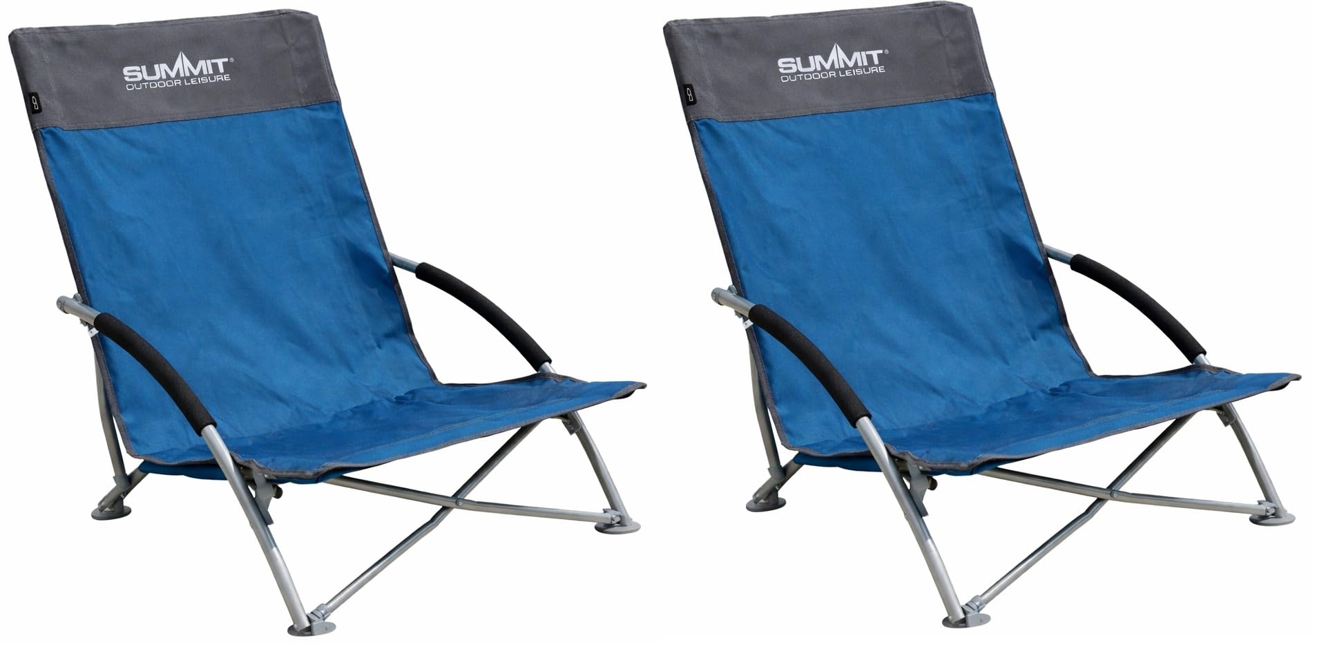 Quickdraw Supplies Folding Beach Chairs (Pack of 2) Low Seat Blue Lightweight Portable Camping Chairs with Carry Bags – Outdoor Garden Festival Picnic Fishing Chairs Compact Foldable Seats