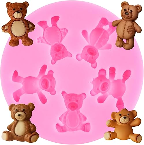 Molde de silicona para osos de peluche, molde de fondant para decoración de tartas, decoración de cupcakes, pasta de goma de caramelo de chocolate,