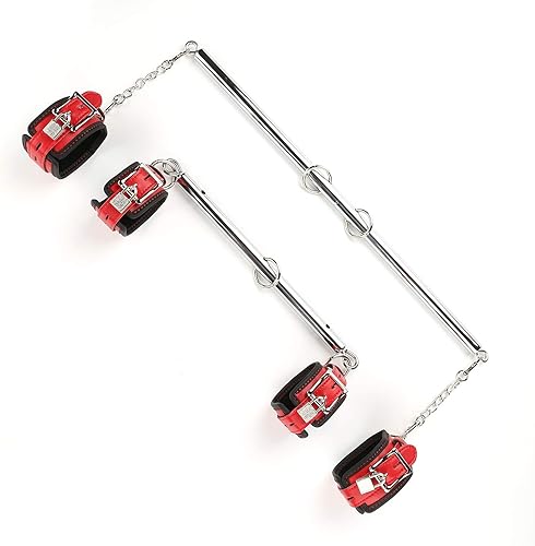 Juego de 2 barras esparcidoras ajustables color rosa con 4 correas ajustables de piel rosa, equipo de entrenamiento deportivo, equipo de fitness,