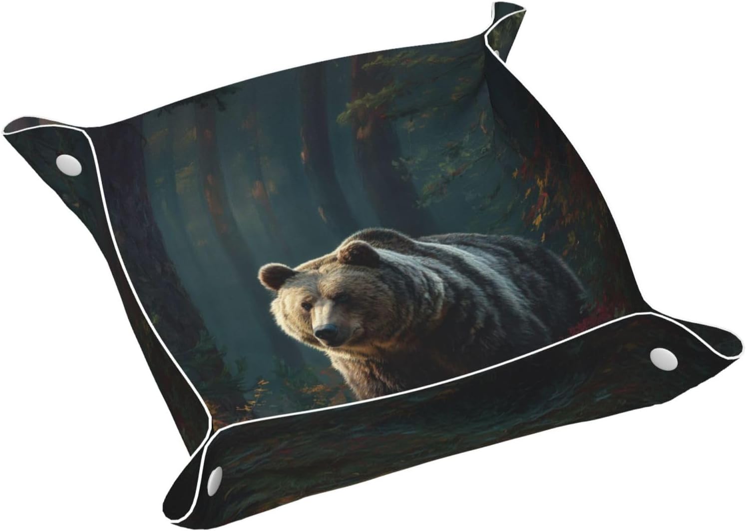 Big Brown Bear Leather Catchall Organizer, Desk Tray Small
