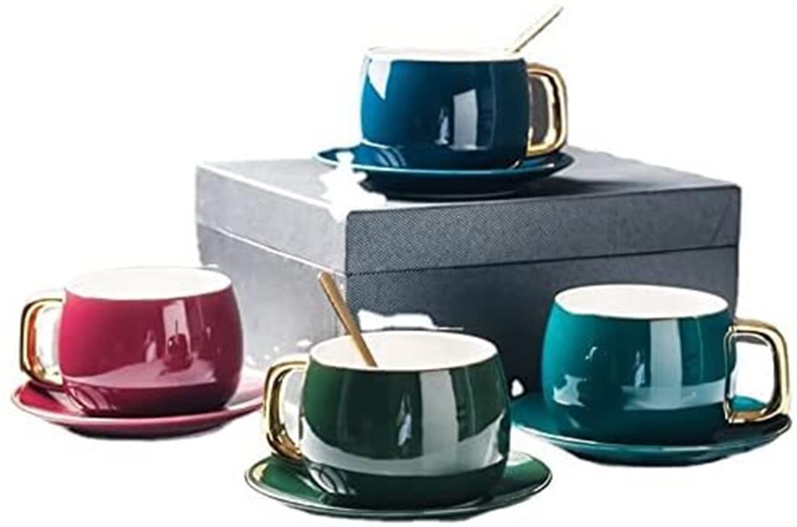 YNIYUJKL Coffee Mug Ceramic Mug With Saucer And Spoon Set Couple Mug Creative Home Office Breakfast Mug Milk Mug Office Home Office Desk Coffee Mug Capacity 350Ml. Coffee Cup,Blue-350ml