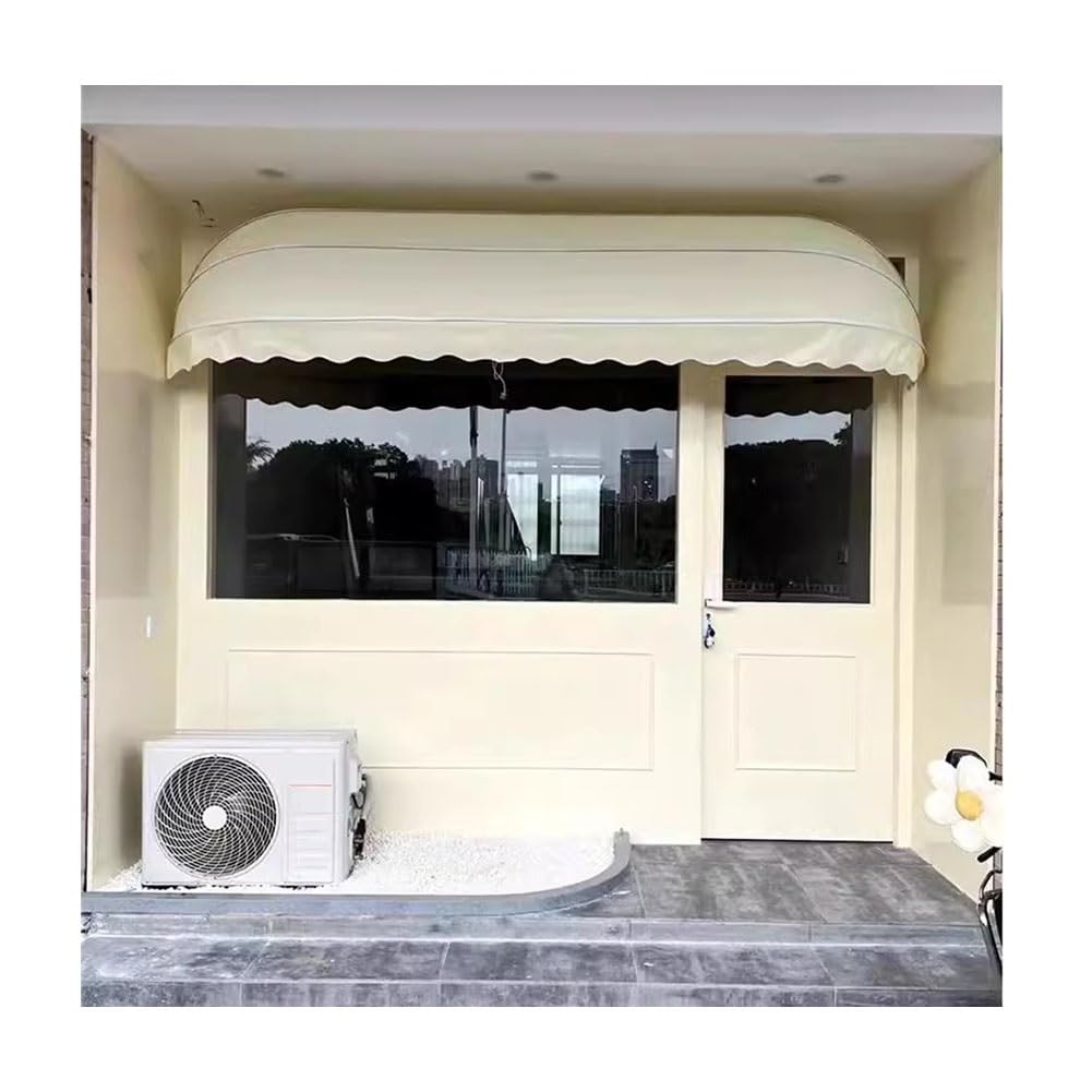 GJMSSMY Retractable French Curved Awning Outdoor Patio Canopy Aluminum & Polyester for Deck Balcony Yard White 120x60x60cm WeatherResistant Protection