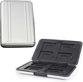 Case Estojo p/Cartões de Memória em Alumínio Escovado Luxo à Prova dágua, poeira e choque - comporta até 8x Micro +8x Sd