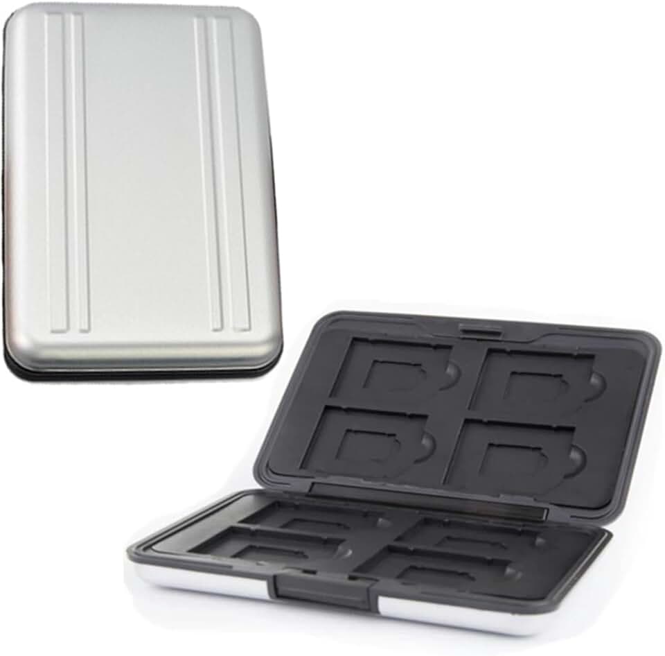 Case Estojo p/Cartões de Memória em Alumínio Escovado Luxo à Prova dágua, poeira e choque - comporta até 8x Micro +8x Sd