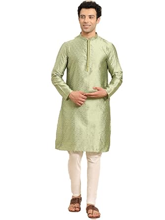 Men's Navy Blue Cotton Festive Wear Regular Fit Woven Design Kurta | Indian Wedding Wear Kurta | Festive Ethnic Kurta