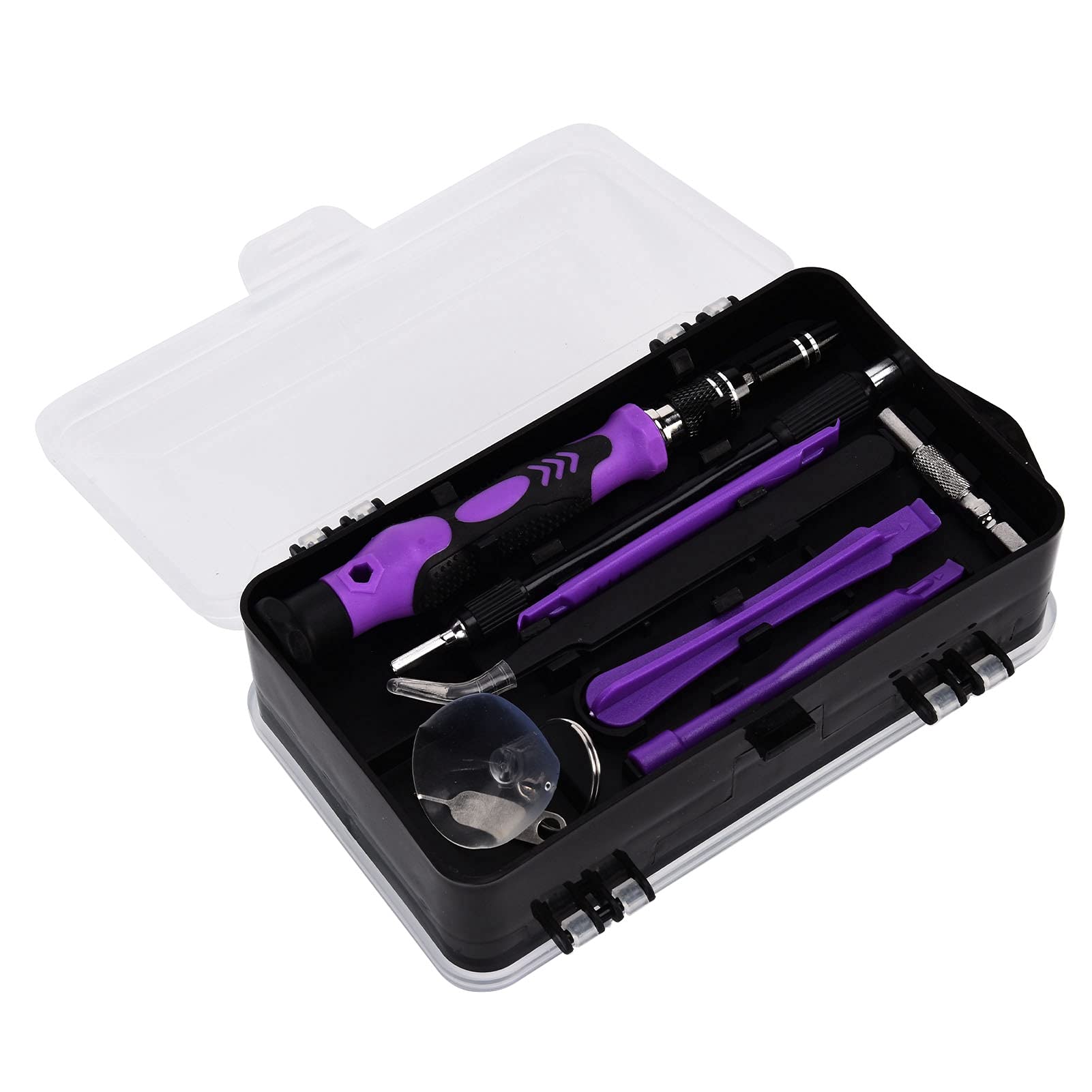 Juego de destornilladores 115 en 1, kit de herramientas de reparación electrónica de puntas multifuncionales de precisión magnética (Violeta)