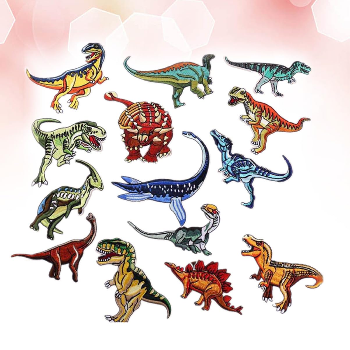 TEHAUX 42pezzi Toppe Termoadesive Dinosauro Per Ragazza Ragazza Patch Ricamate Per Giubbotti Jeans e Decorazioni Cartoni Animati Per Cucire e Riparare Abbigliamento