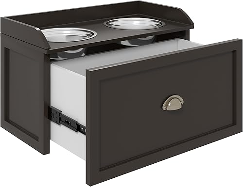 Miniatura 7 de PawHut Cuencos elevados grandes para perros con cajón de almacenamiento que contiene 21 litros de capacidad, estación de alimentación elevada para