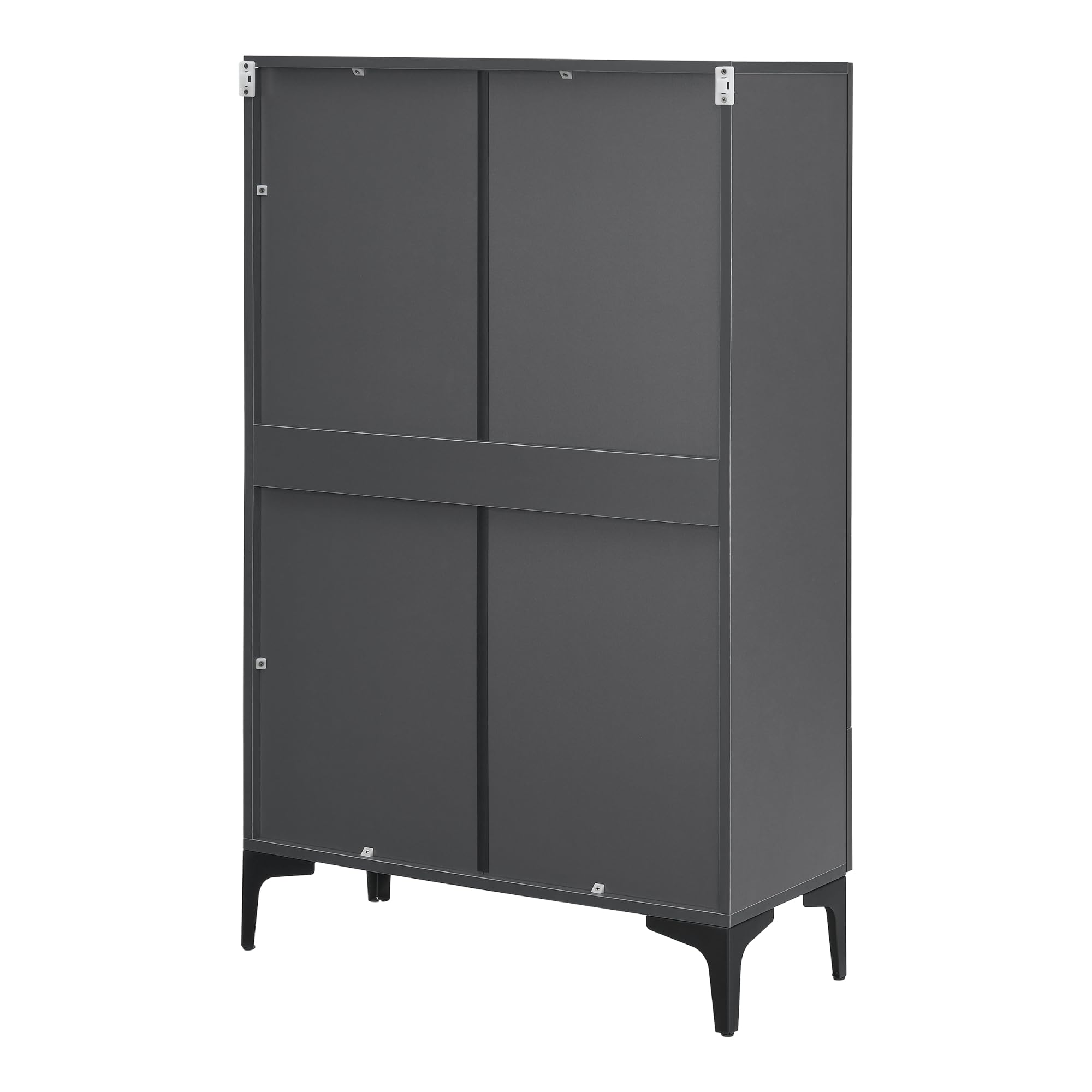 [en.casa] Vitrinenschrank Søndersø Vitrine mit Schublade und 2 Glastüren Mehrzweckschrank 70 x 31 x 115 cm Buffetschrank für Wohnzimmer Dunkelgrau