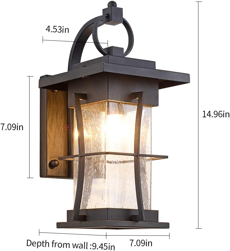 🛒 Crаzу Dеаlѕ EERU Waterproof Outdoor Wall Sconces Light Fixtures Exterior Wall Lantern Outside House Lamps Black Metal with Clear Seeded Glass, Perfect for Exterior Porch Patio House Uр Tо 40% оƒƒ EERU Waterproof Outdoor Wall Sconces Light Fixtures Exterior Wall Lantern Outside House Lamps Black Metal with Clear Seeded Glass, Perfect for Exterior Porch Patio House