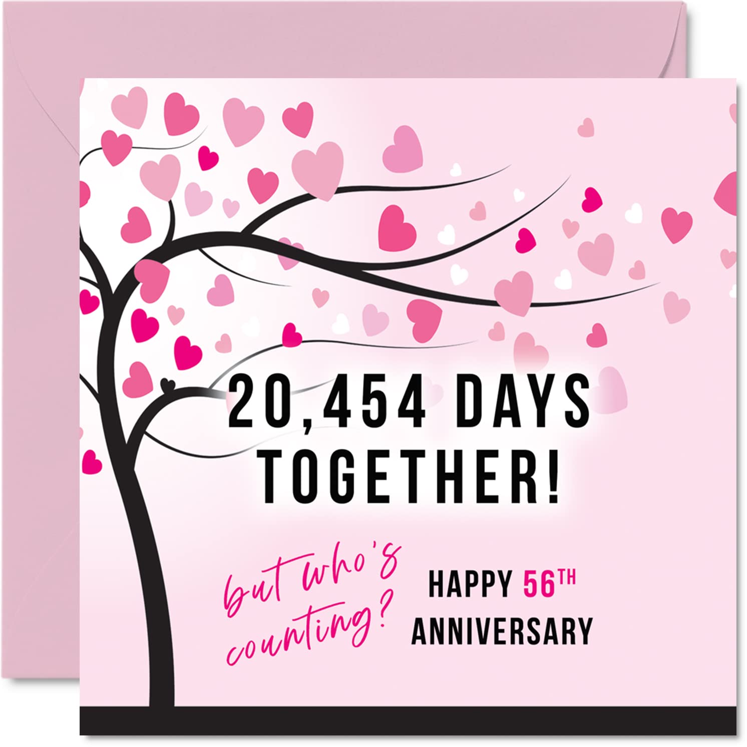 Funny 56th Anniversary Card for Wife or Husband - 20454 Days Together - I Love You Gifts, Happy 56th Wedding Anniversary Cards for Partner, 145mm Greeting Cards Anniversaries