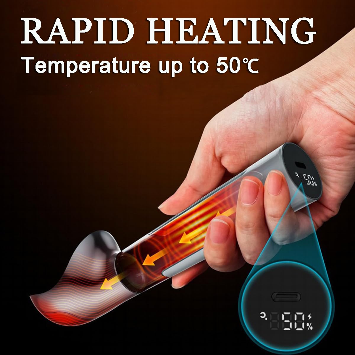 Cuillère à glace chauffante USB en acier inoxydable avec affichage numérique, température réglable, étanche, 18,8 x 3,0 x 3,1 cm, 8 heures sur une seule charge, avec boîte de rangement