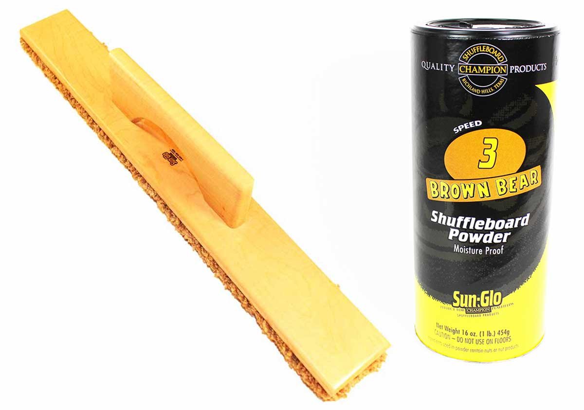Sun-Glo Speed #3 Shuffleboard Table Powder Wax Bundled with a Sun-Glo Shuffleboard Sweep