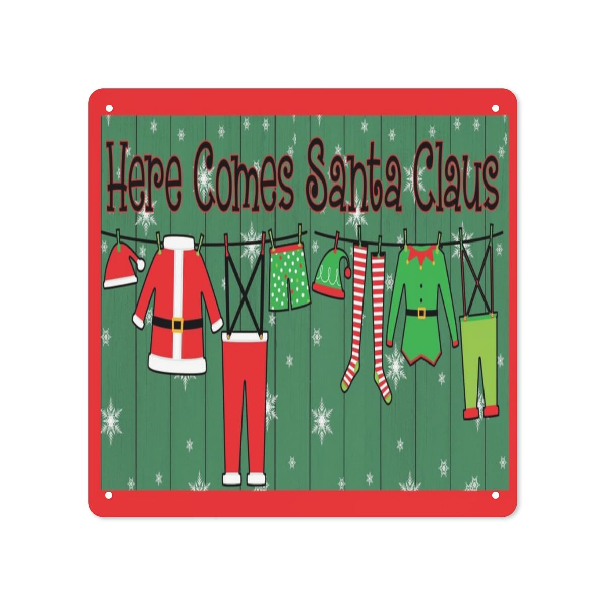 rayprint Christmas Santa Clothesline Vintage Merry Christmas Metal Tin Sign Home Bar Cafe Garage Wall Decor 12 x 12 Inch