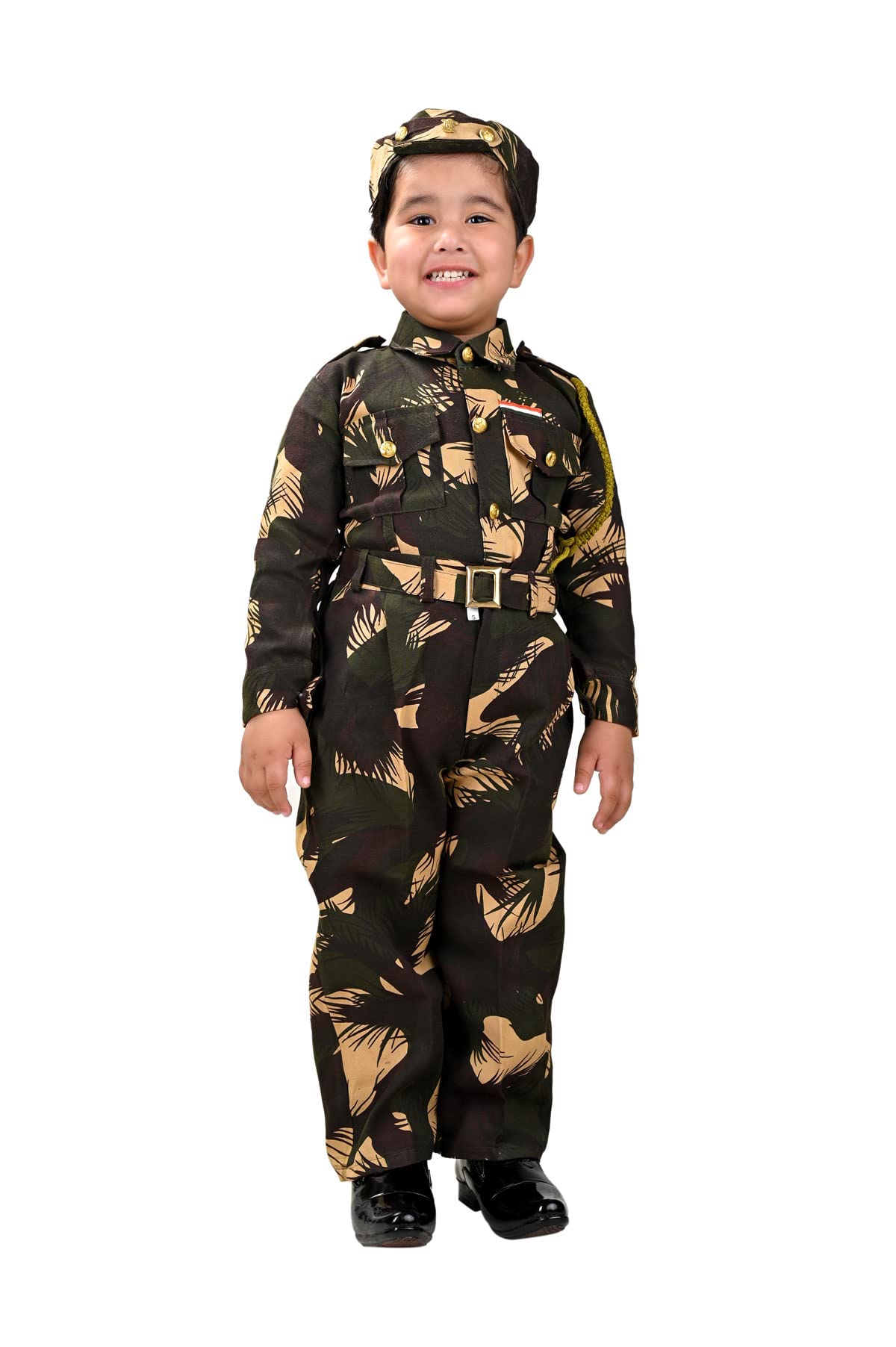 BookMyCostumeIndian Para Military with Whistle Special Forces Professional Commandos Camouflage Print Kids Fancy Dress Costume 8-9 years