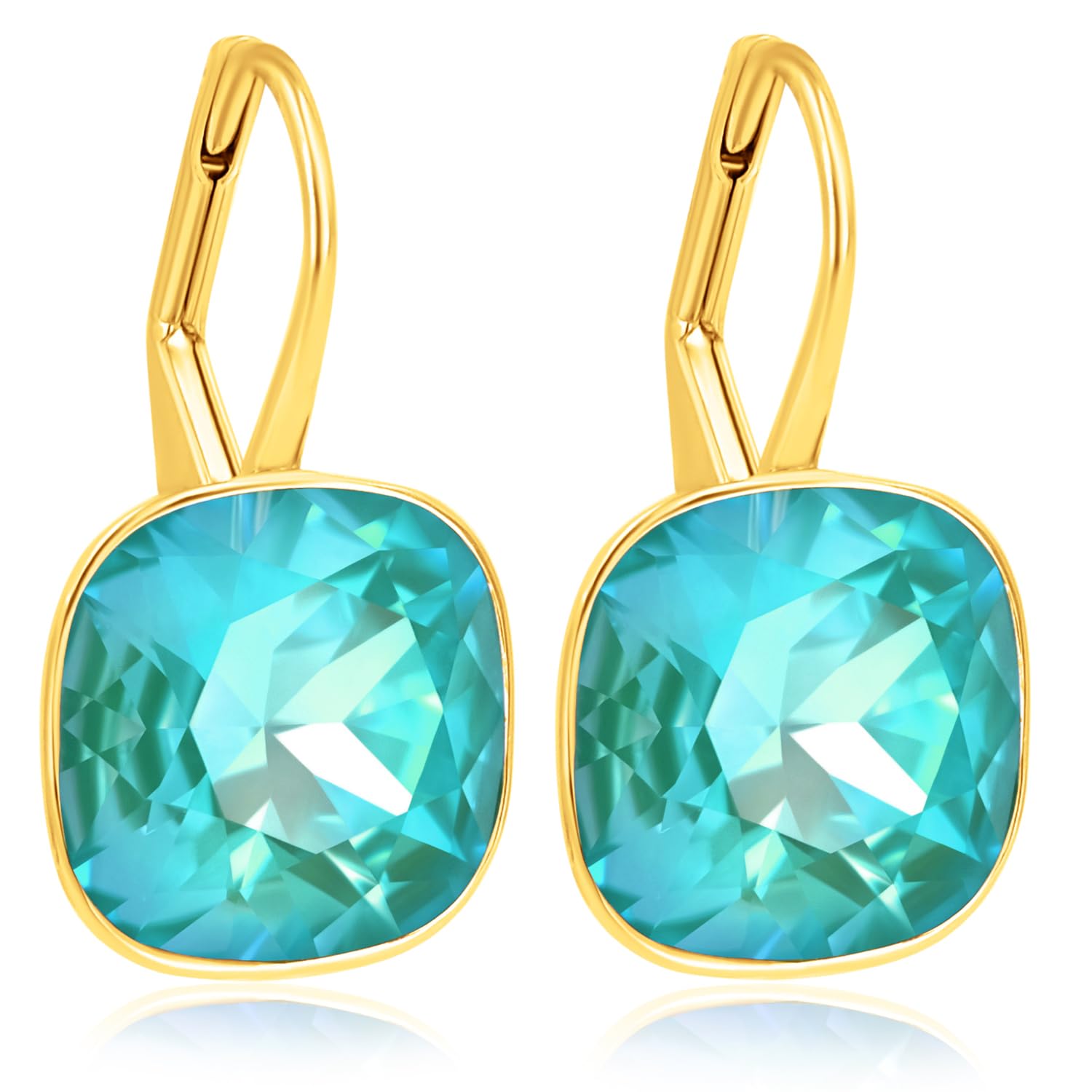 Goldene Kristall Ohrringe Damen kurze Ohrhänger Markenkristalle 925 Silber NOBEL SCHMUCK