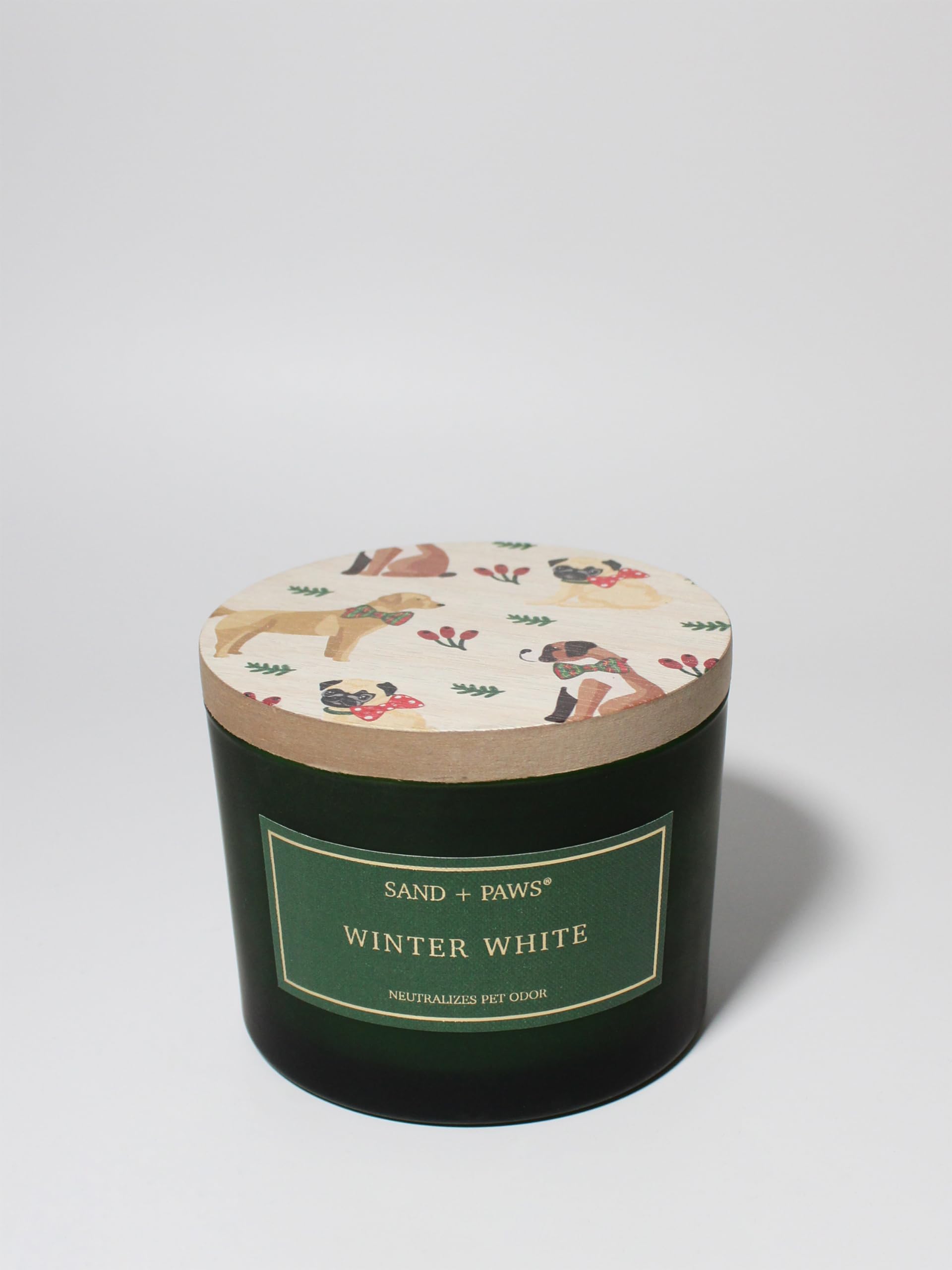 Sand + Paws Scented Candle - Winter White - Additional Scents and Sizes –Luxurious Air Freshening Jar Candles Neutralize pet Odors and Enhance Home décor – 100% Cotton Lead-Free Wicks - 12 oz