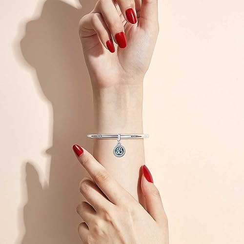 Miniatura 3 de Abalorio colgante de cumpleaños con letras A-Z con letras de la A a la Z, compatible con pulsera Pandora para mamá, hija, hermana, tía, abuela,