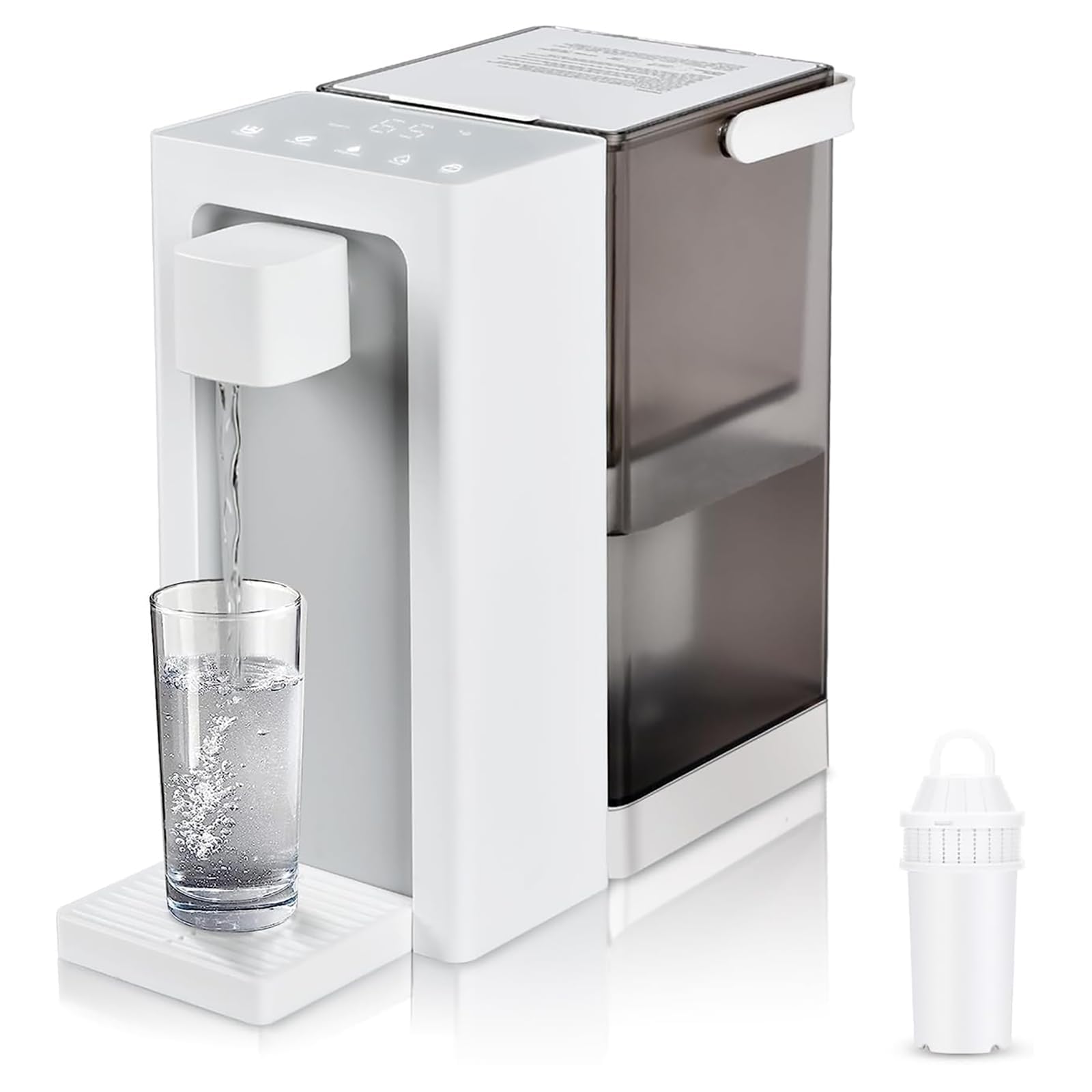 Distributore di Acqua Calda istantanea, Sistema di filtraggio dell'Acqua da banco da 2200 W con Serbatoio dell'Acqua Super Grande da 3 Litri e Design con Luce Notturna, per Case, Bianco, A