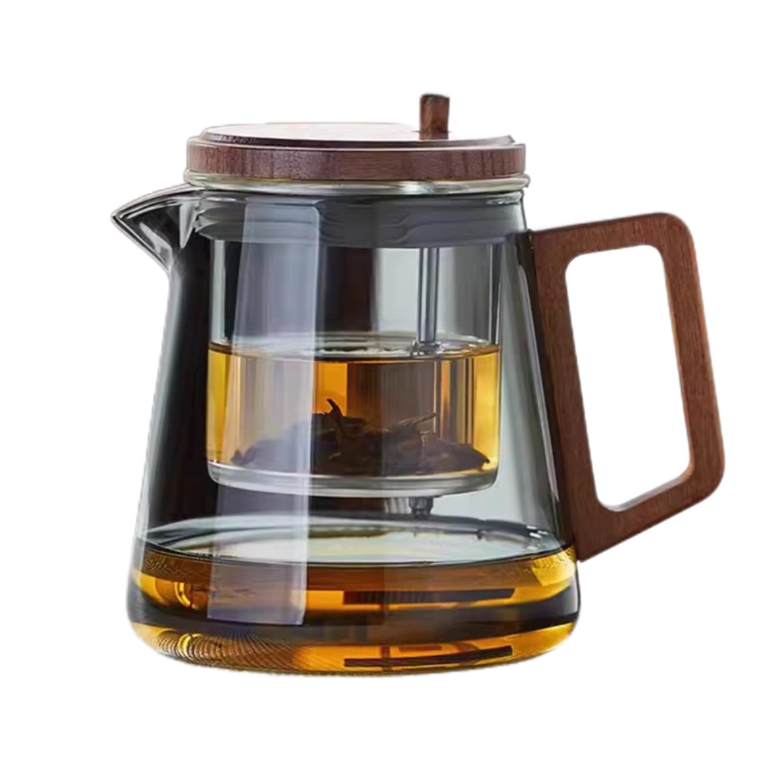 Teekanne aus Glas mit Sieb, verzauberte Teekannen-Ei for losen Tee, Glasteekannen mit Sieb, Kessel-Teekannen for Camping, Wandern, Teekanne mit Tee-Ei, Hexerei-Teekanne mit Holzgriff, 670 ml(Anthracit