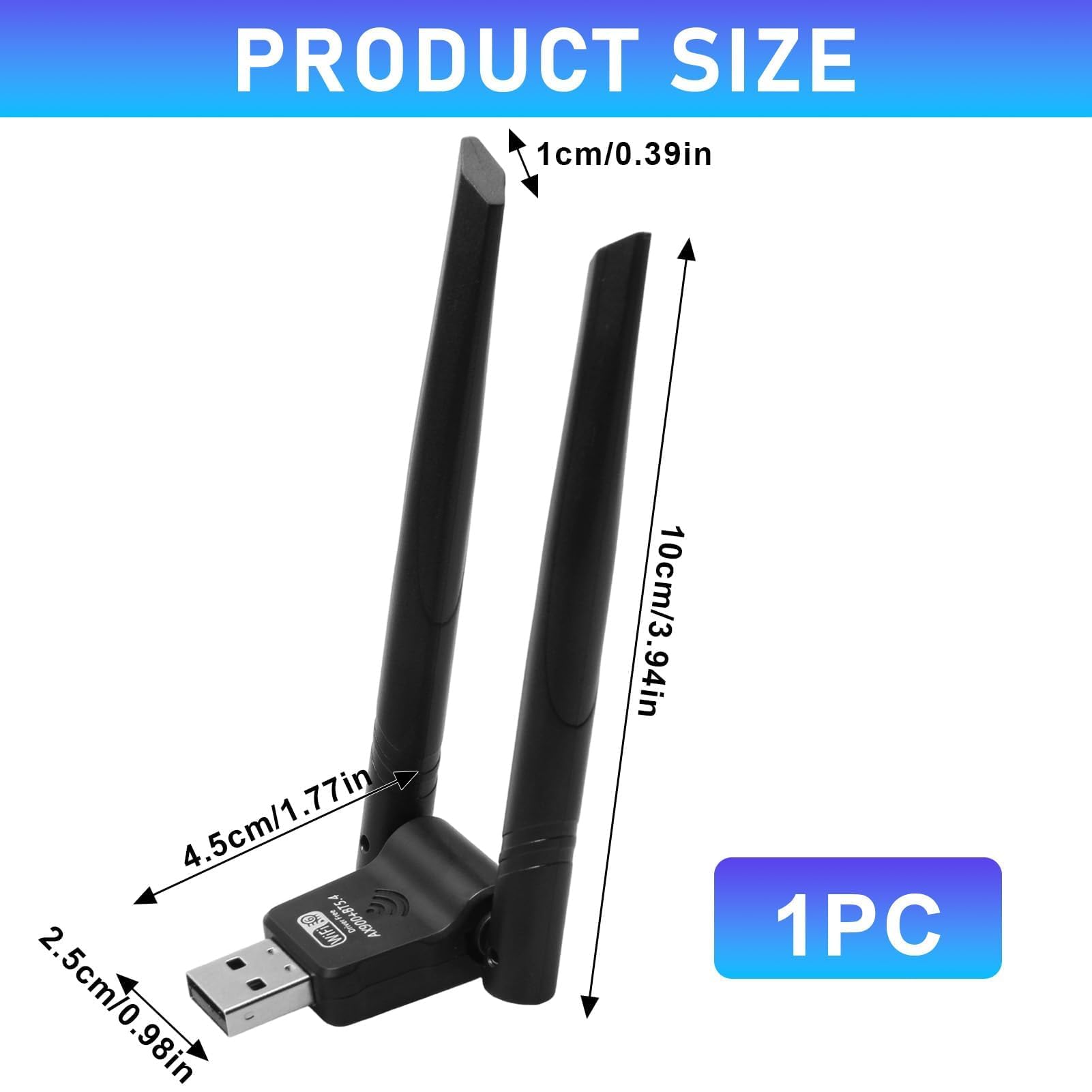 Antena WiFi 6 AX900Mbps Adaptador para PC, Repetidor Bluetooth USB 5.4 Banda Dual 2,4 G/5 GHz, MU-MIMO, WPA3, USB dongle Compatible con Win7/10/11