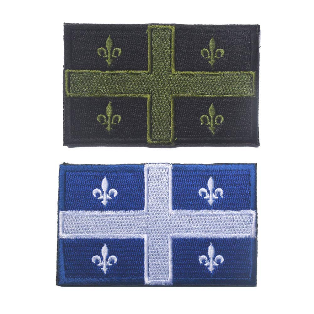 2 Pieces Canada Quebec Flag Tactical Morale Patches Embroidered Military Emblem Badge, Fastener Hook and Loop Patch