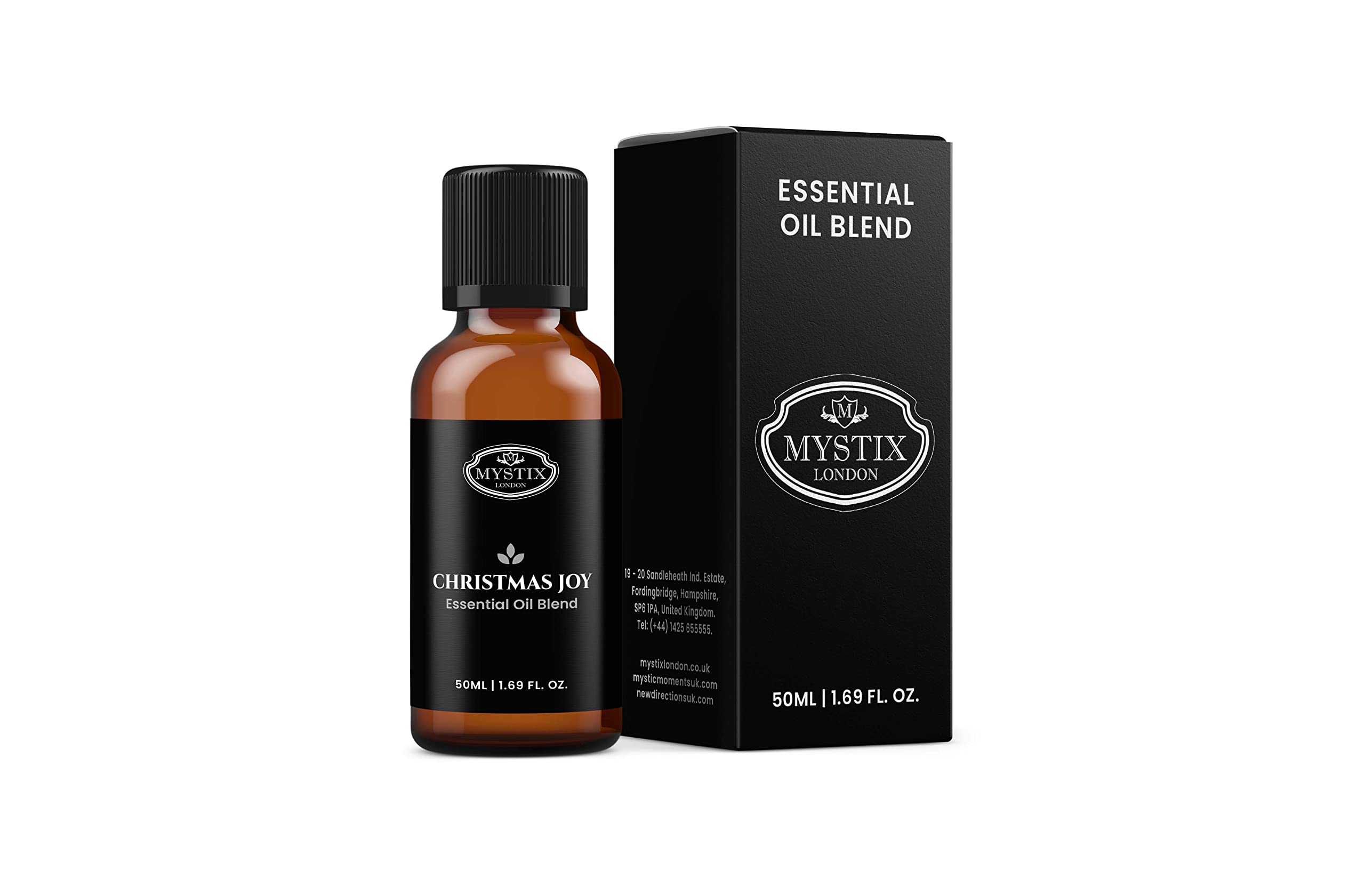Mystix London | Christmas Joy Essential Oil Blend 50ml | Festive Citrus, Spice & Woodland Aroma | Orange, Lemon, Cinnamon & Pine Blend for Seasonal Home Ambience