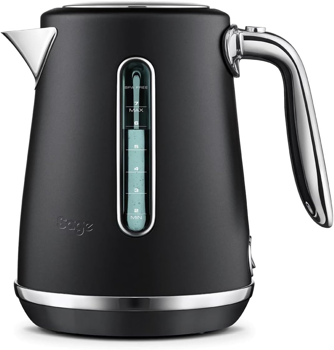 The Soft Top Luxe Quiet Electric Kettle - Fast Boil, Opens Softly, Elegant Design - 1.7 L Capacity, Cordless, 2400 W - Black Truffle