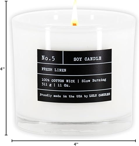 Miniatura 190 de Lulu Candles Lino fresco Vela perfumada en tarro de soja de lujo Vertida a mano en los Estados Unidos Altamente perfumada y duradera
