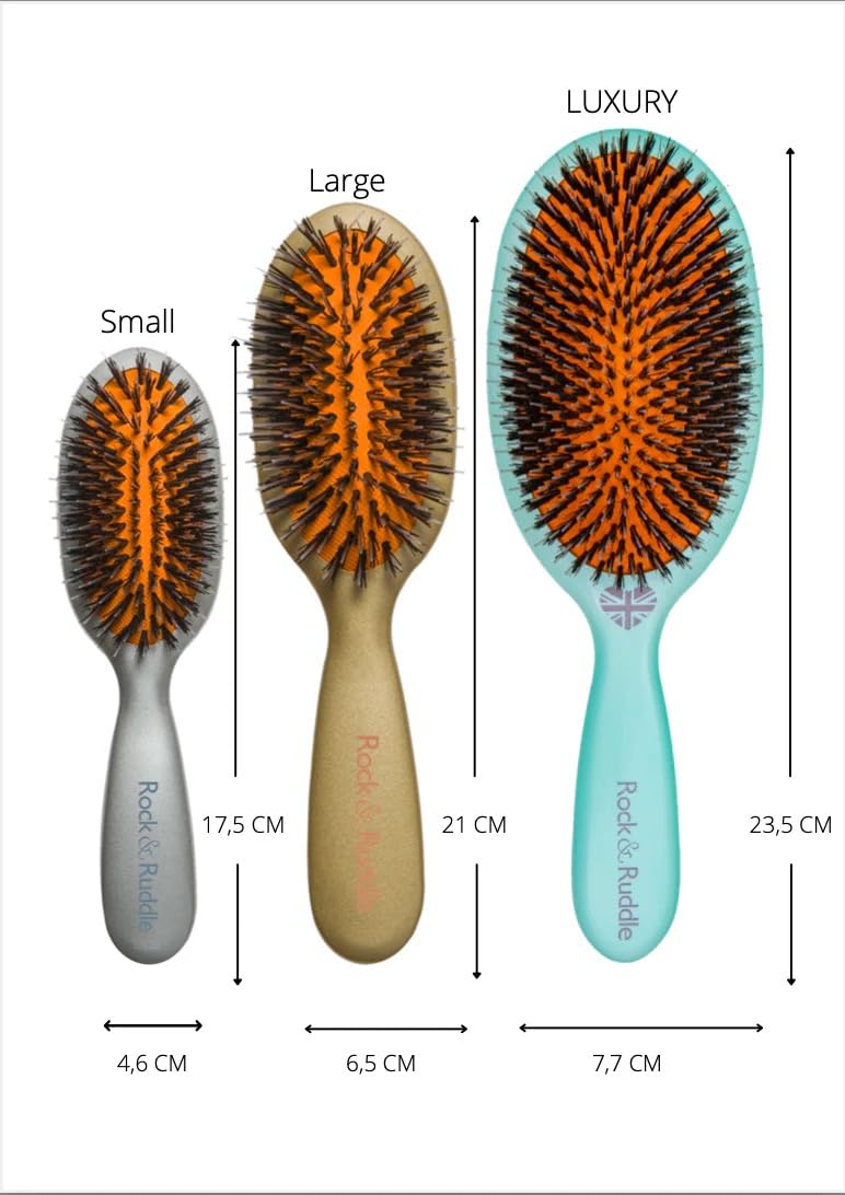 Rock & Ruddle Natural Mixed Boar Bristle Hair Brush for Women and Kids (Small 6.9"), Wet or Dry Hair - Image 3