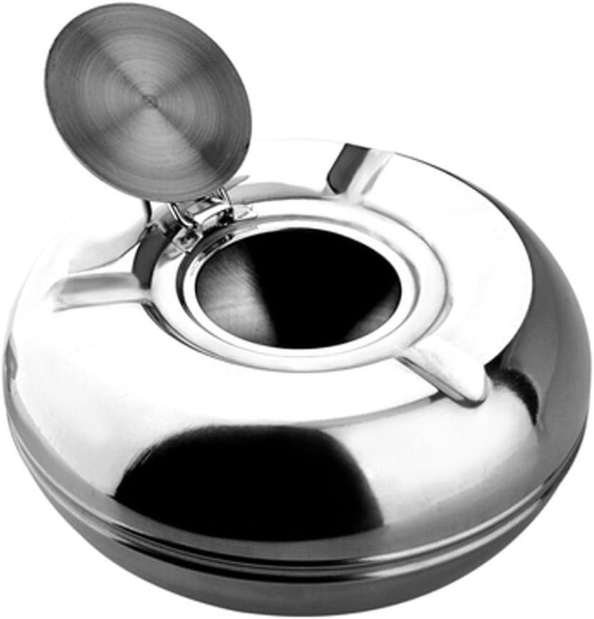 zoele Stainless Steel Cigarette Lidded Ashtray