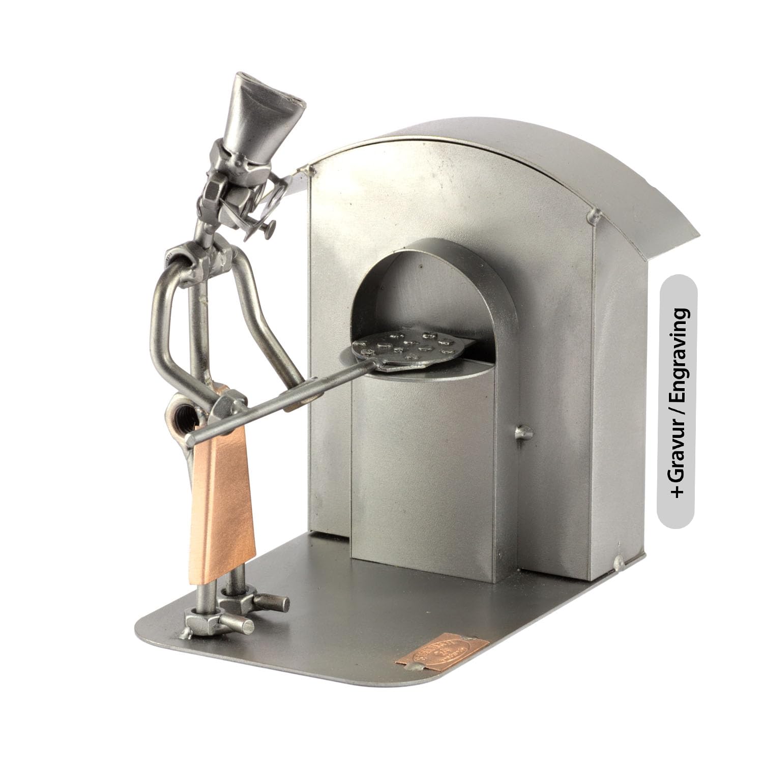 Steelman24 I Omini di Viti Pizzaiolo con Piastra di Incisione Personale I Idee Regalo I Soprammobili in Metallo