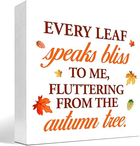 Miniatura 26 de Decoración de escritorio de otoño, Groovy Gobble Gobble Fall Thanksgiving Wood Block Sign Decoración de escritorio, caja de madera rústica de