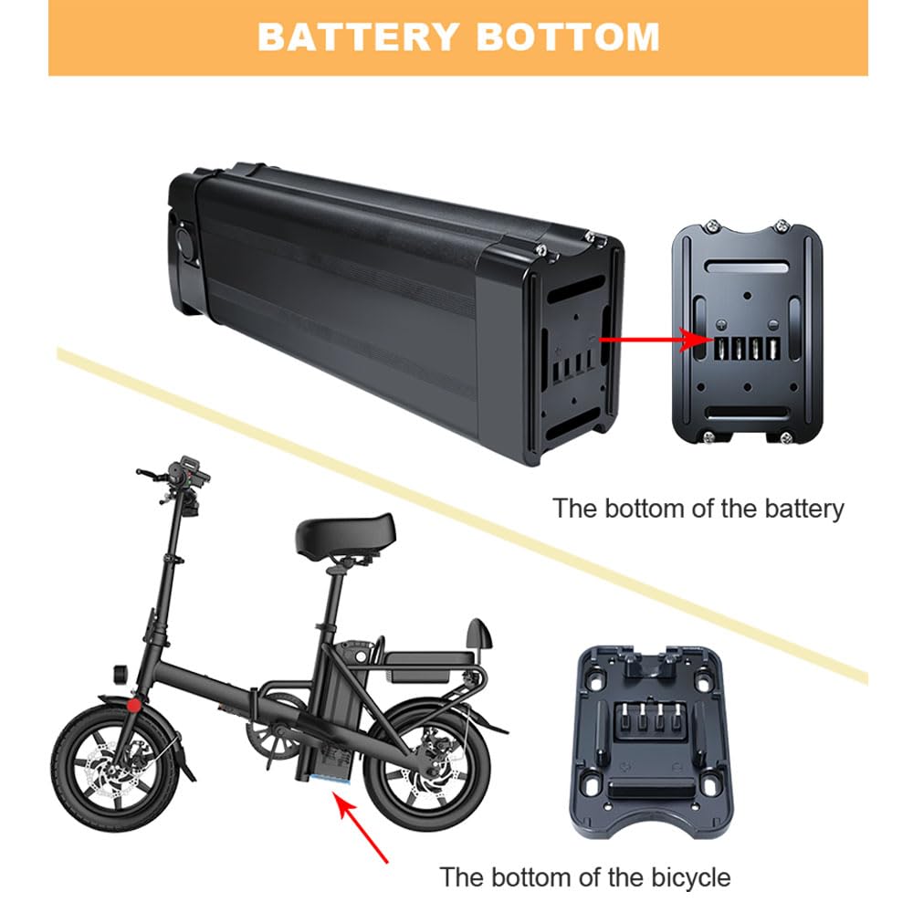 Batteria per Bicicletta Elettrica Pieghevole da 36V/48V, 10,4Ah, 13Ah, 18Ah, Batteria di Ricambio per Bicicletta Elettrica Hitway COLORWAY BK6, con Caricabatterie Incluso, Ioni di Litio (36V10Ah)