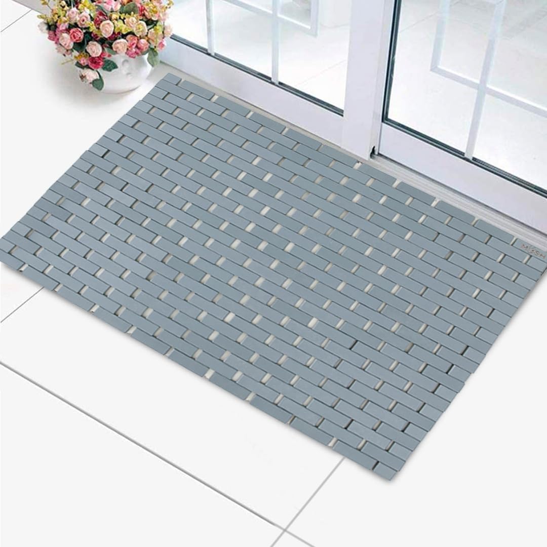 Mush Bamboo Wooden Floor Mat,Door Mat | Floor Mat for Living Room, Kitchen Floor mat | Made with Water-Resistant Organic Bamboo Wood with Anti Slip Silicone Pads. (Grey-L, 50 * 70) (B0C6B7QP9G) Amazon Price History, Amazon Price Tracker