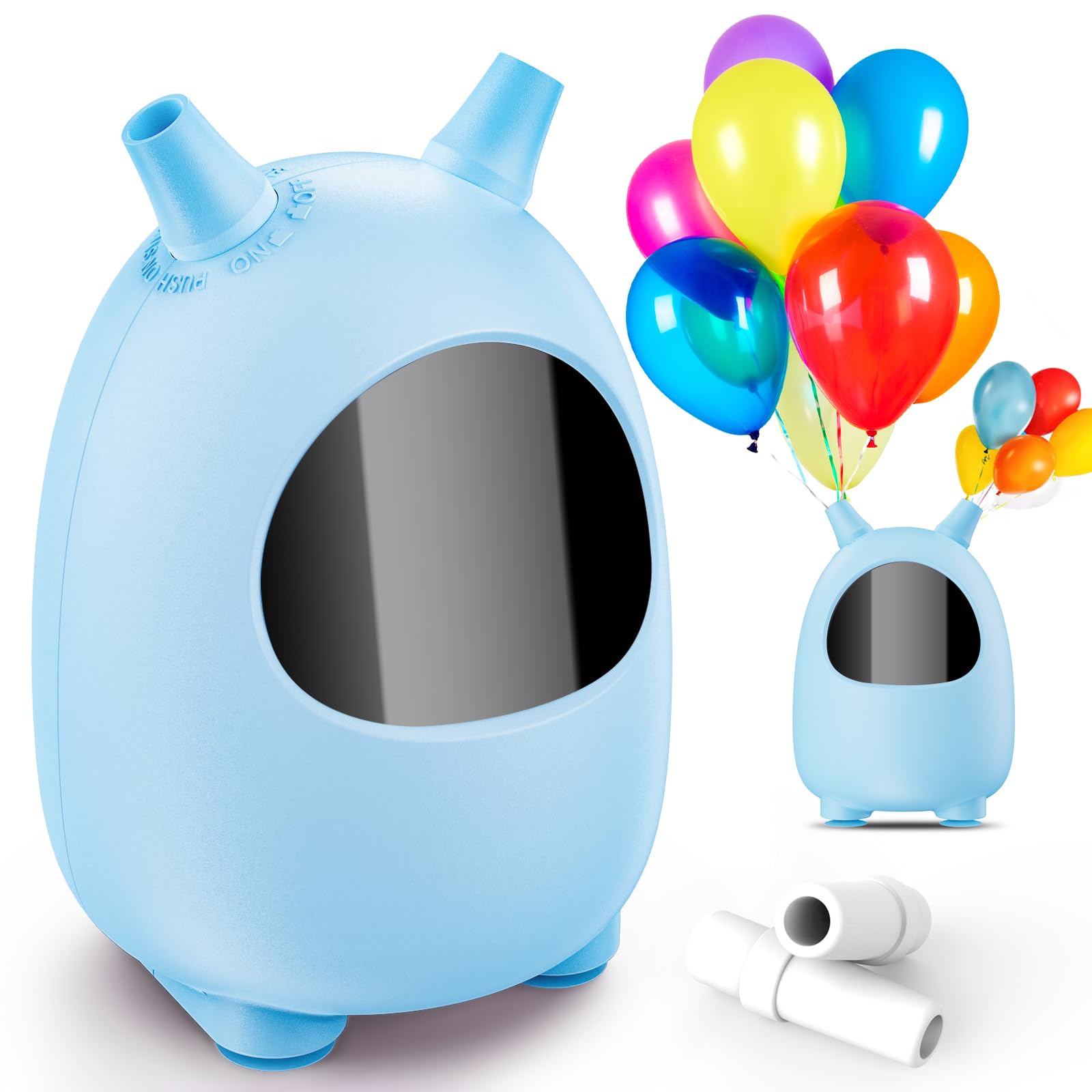 Pompa Elettrica Portatile Per Palloncini Con 2 Ugelli - Per Feste, Compleanni E Decorazioni - Colore Blu - 3