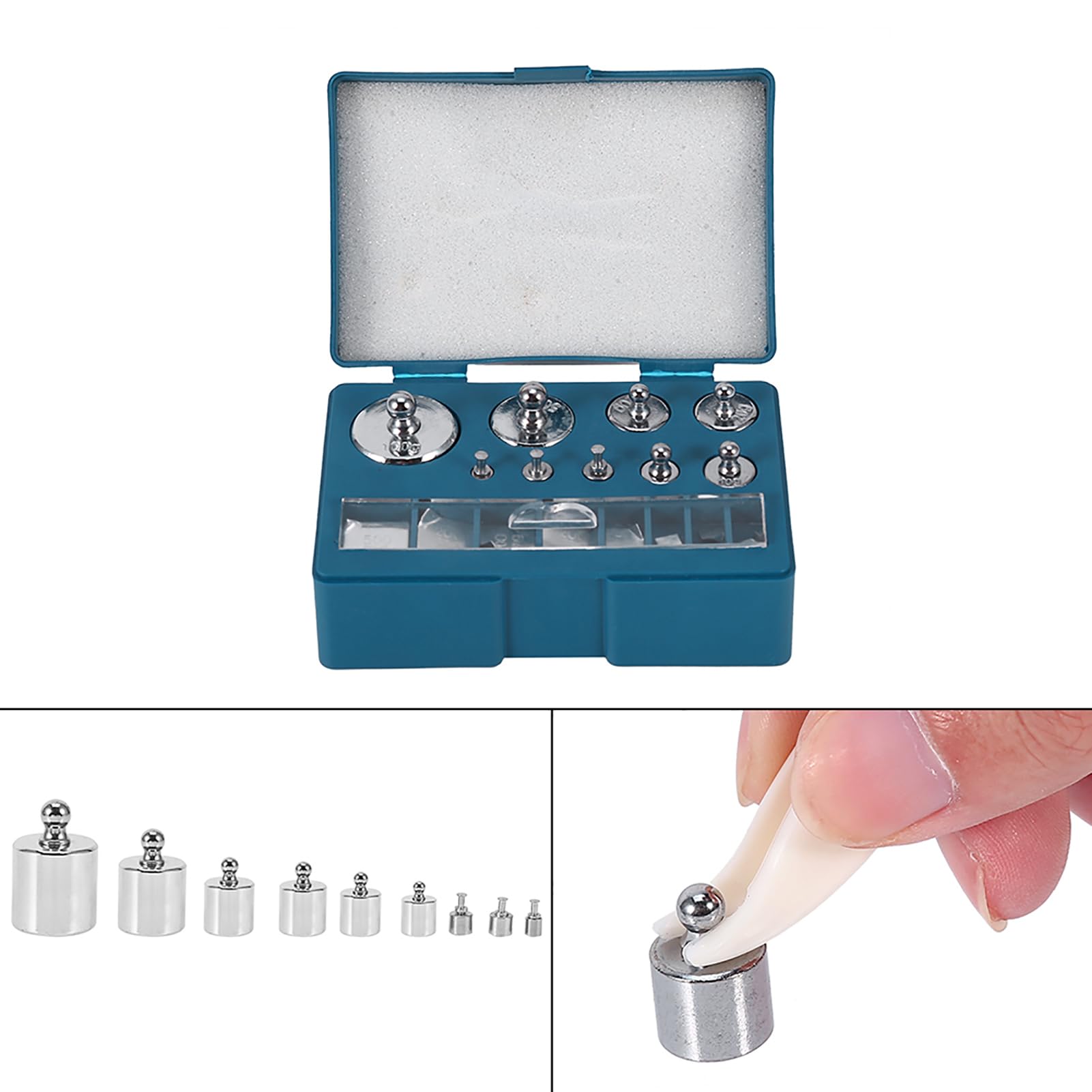 Juego de Pesas de Calibración de 17 Piezas 10 Mg 20 Mg 50 Mg 100 Mg 200 Mg 500 Mg 1 G 2 G 5 G 10 G 20 G 50 G 100 G Pesas de Calibración de Balanza de Acero con Pinzas para