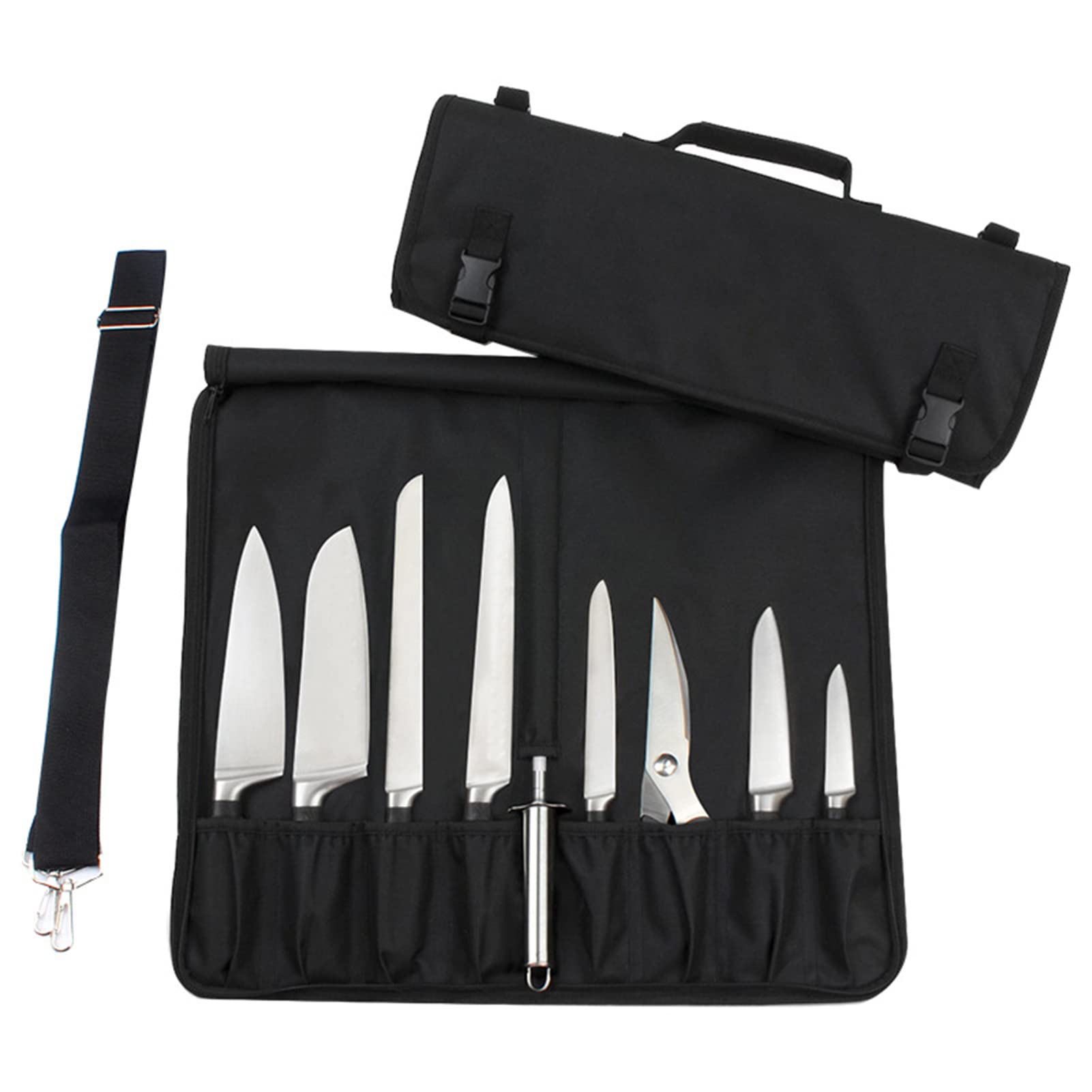 Morelian Knife Case, Chef's Knife Roll Bag with Durable Shoulder Strap and Handle, Portable Knife Bag Meat Cleaver Knife Case
