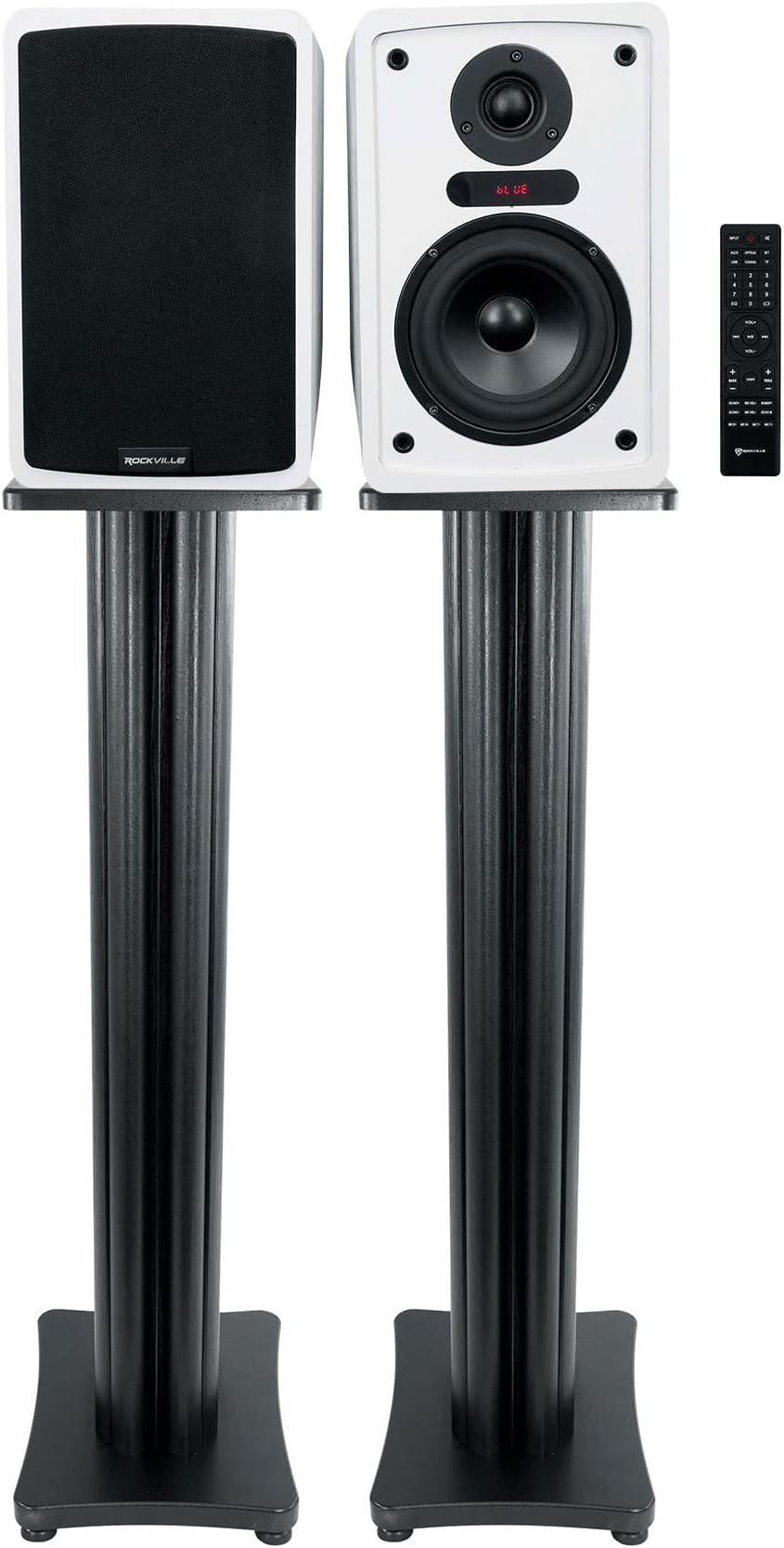 Rockville ELITE-5W 5.25" Bookshelf Speakers w/Bluetooth/Optical+36" Black Stands