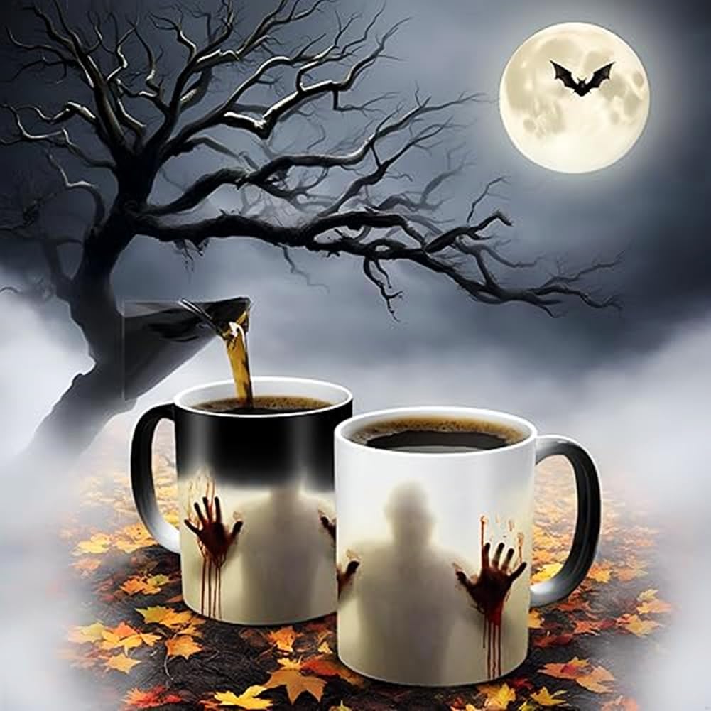 Horror Gifts for Men Women Adults, Halloween Coffee Mug (11oz) - Color Changing Zombie Ceramic Mug, Spooky Cup - Novelty Gifts for Halloween Christmas Birthday Mom Dad Friends (1pc) - Image 5