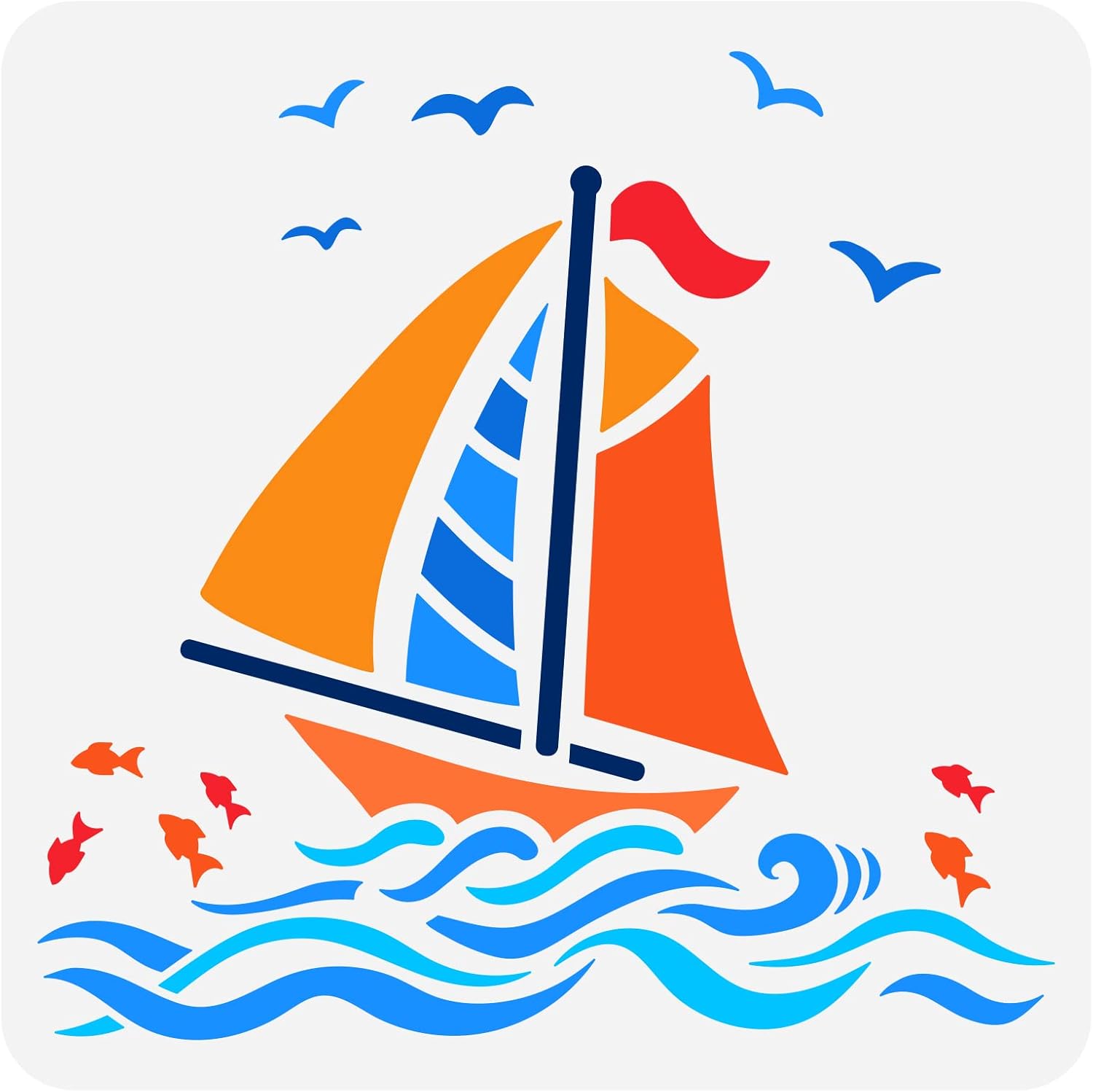 FINGERINSPIRE Nautical Sailboat Stencil for Painting 11