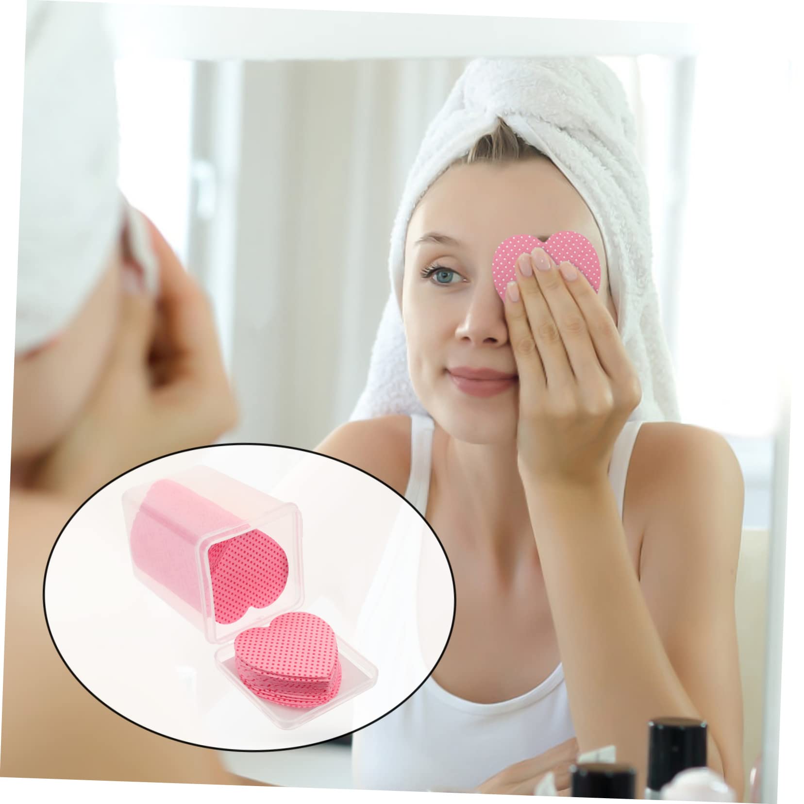 BELLIFFY Nail Polish Remover Pads 200 Sheets Heart Shaped Pink Cotton Rounds for Home or Travel Use