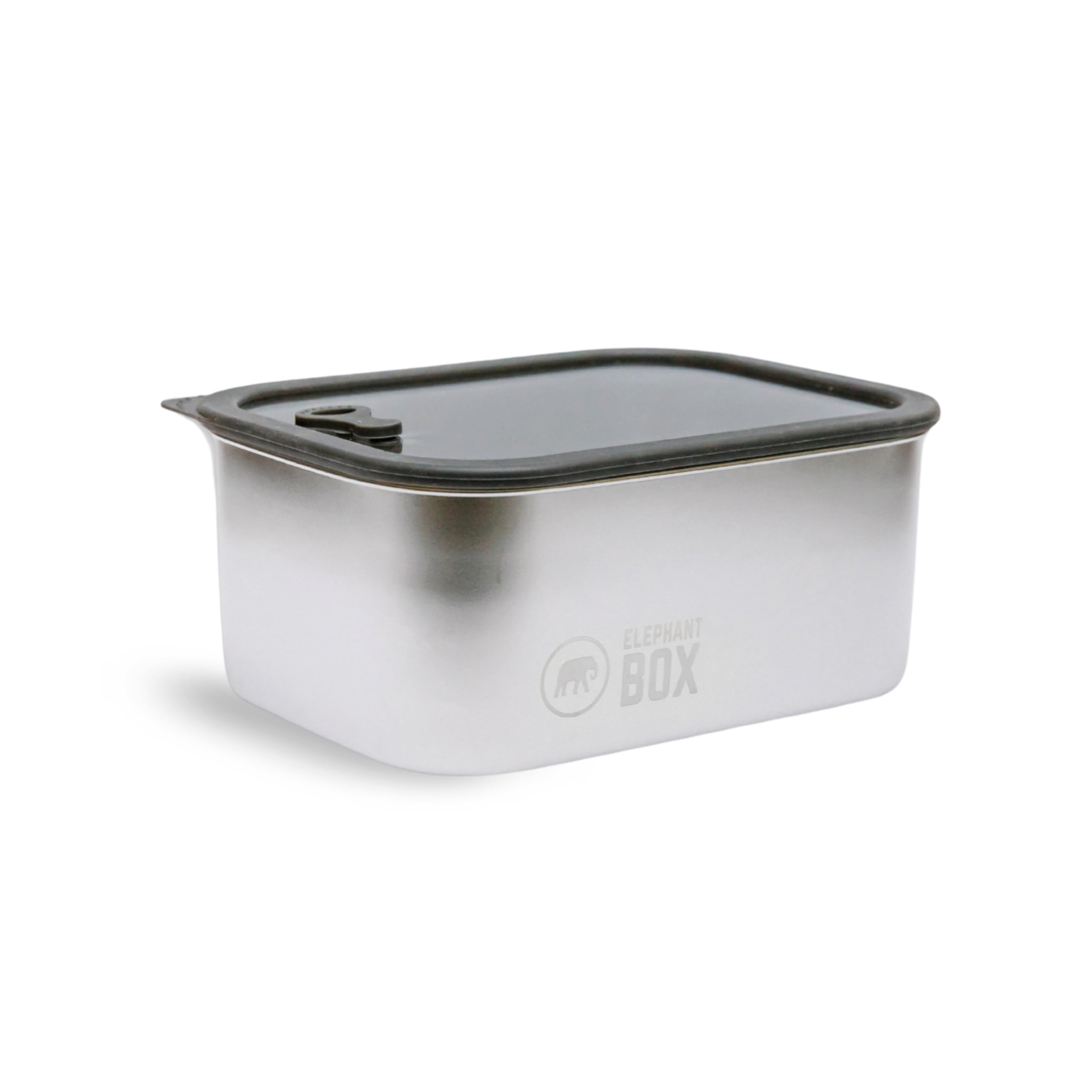 Elephant Box Grey Prep And Store Container - Leakproof Stainless Steel, Borosilicate Glass Lid, Microwave-Safe (, 1.8 Litre)