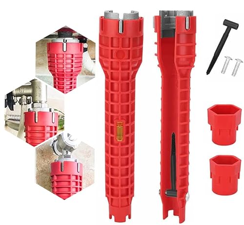Konxi Clé à Douille de Robinet 8 En 1, Outil D'Installation De Robinetterie D'éVier pour Cuvette de Toilettes Robinet D'évier Salle de Bain Cuisine Plomberie