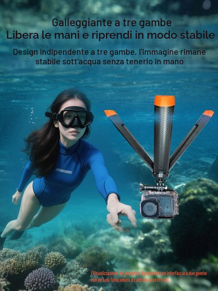 Bastone galleggiante 4 in 1 per selfie Insta 360 Go Ultra – 57 cm monopodo impermeabile estensibile con asta galleggiante, accessori per fotocamera subacquea (treppiede+base Go Ultra)